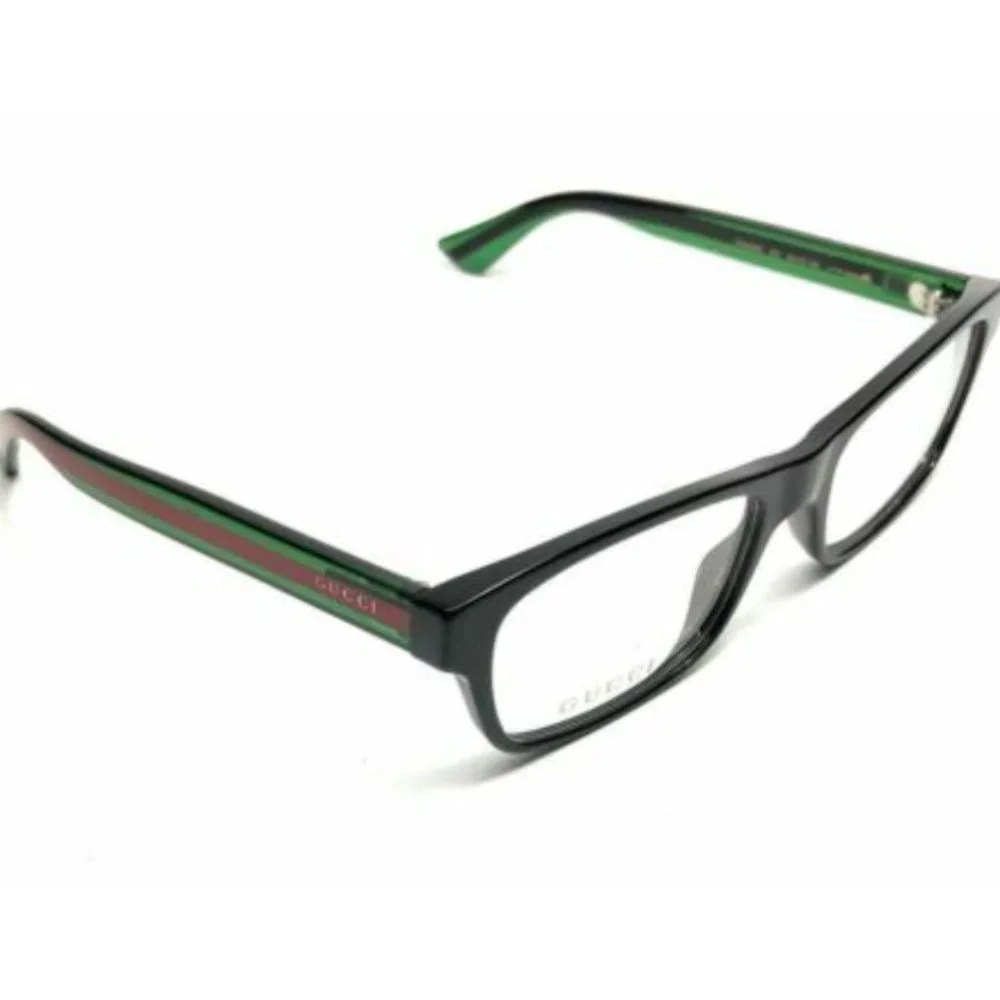 Gucci Men's Black and Green Eyeglasses!